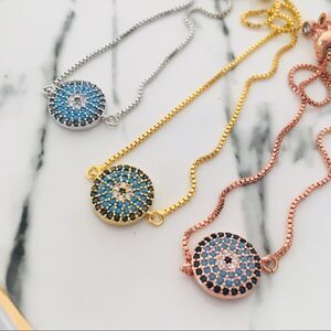 Evil Eye Pave CZ Adjustable Bracelets NWT